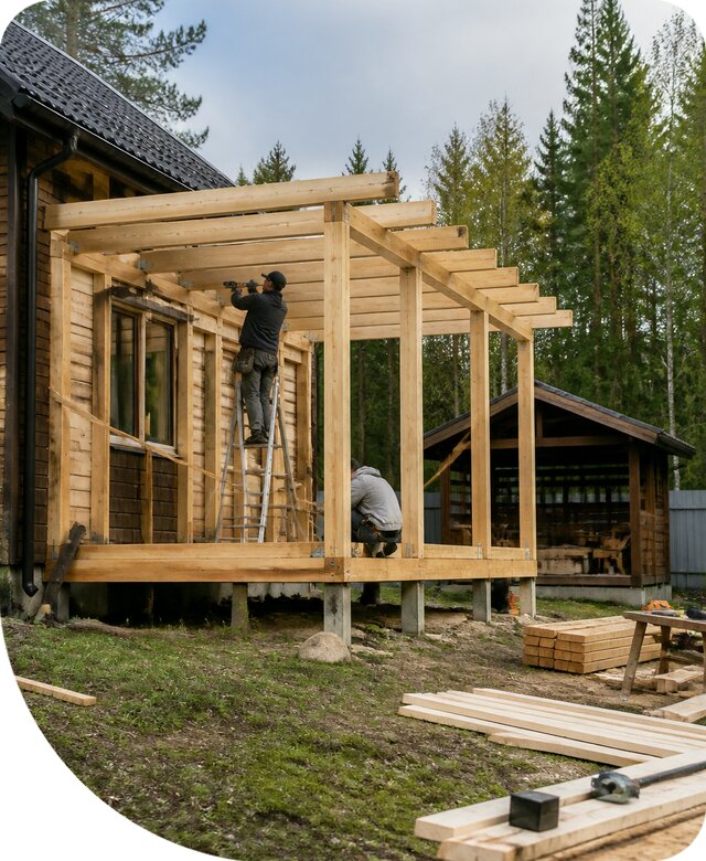 Строительство пристроек и построек на участке в Губахе
